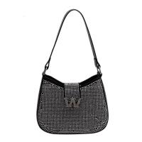 PU Leather Box Bag Shoulder Bag with chain & with rhinestone black PC