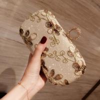 Oxford & Polyester hard-surface & Easy Matching Clutch Bag with chain floral gold PC