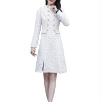 Woollen Cloth One-piece Dress slimming Solid white PC
