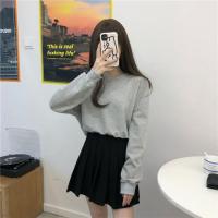 Polyester Women Long Sleeve T-shirt & loose plain dyed Solid PC
