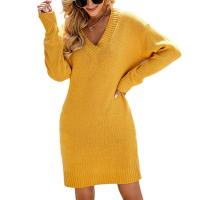 Polyester Slim Sweater Dress knitted Solid PC
