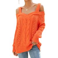 Polyester Slim Women Sweater & off shoulder knitted Solid PC