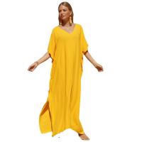 Cotton Swimming Cover Ups side slit & loose Solid : PC