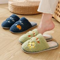 Plastic & Polyester Fluffy slippers & thermal embroidered letter Pair