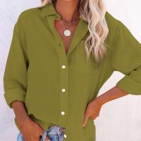 Polyester Women Long Sleeve Shirt & loose Solid PC