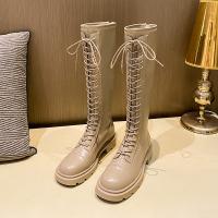 Microfiber PU Synthetic Leather Platform Boots hardwearing Solid Pair