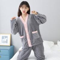 Polyester Women Pajama Set & two piece & thermal Pants & coat Set