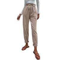Polyester High Waist Women Casual Pants Solid khaki PC
