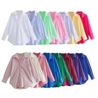 Polyester Vrouwen lange mouw Shirt Solide meer kleuren naar keuze stuk