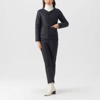 Polyamide Plus Size Women Casual Set fleece & two piece & thermal Long Trousers & coat Argyle Set