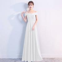 Polyester Waist-controlled & Off Shoulder Long Evening Dress Solid PC