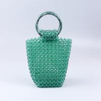 Acrylic Weave Handbag soft surface Solid green PC