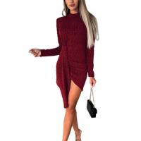 Polyester Slim Sexy Package Hip Dresses irregular Solid PC