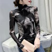 Polyester Slim & Plus Size Women Long Sleeve T-shirt printed black PC
