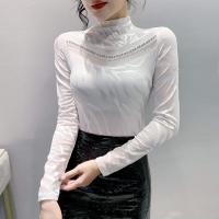 Gauze Slim & Plus Size Women Long Sleeve T-shirt & with rhinestone PC