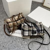 Woollen Cloth Shoulder Bag soft surface & attached with hanging strap plaid PC