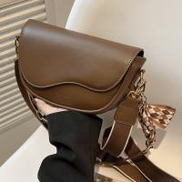 PU Leather with silk scarf & Saddle Shoulder Bag PC