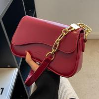 PU Leather Shoulder Bag with chain & soft surface Solid PC