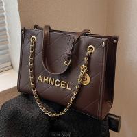 PU Leather Shoulder Bag with chain & soft surface letter PC