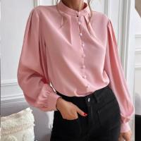 Polyester Vrouwen lange mouw Shirt Lappendeken Solide meer kleuren naar keuze stuk