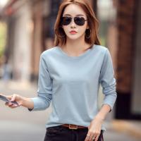 Cotton Women Long Sleeve T-shirt slimming plain dyed Solid PC