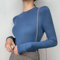 Viscose Fiber Slim Women Long Sleeve T-shirt Solid : PC