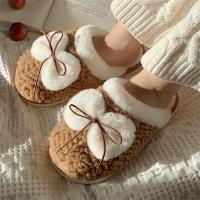 Plush & PVC Fluffy slippers & thermal brown Pair