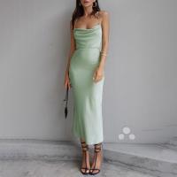 Polyester long style & High Waist One-piece Dress backless patchwork Solid PC