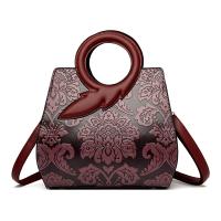 PU Leather Handbag embossing & large capacity & attached with hanging strap floral PC
