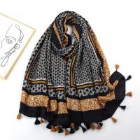 Polyester Tassels Women Scarf sun protection & thermal printed PC