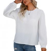 Polyester Women Long Sleeve Blouses & loose Solid white PC