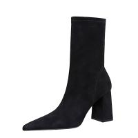 Suede chunky Boots Solid black Pair