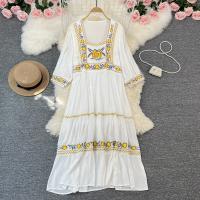 Polyester One-piece Dress loose embroider : PC