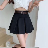 Polyester Pleated & High Waist Skirt Solid PC
