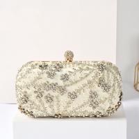 Plastic Pearl & Polyester Clutch Bag with chain & with rhinestone PC