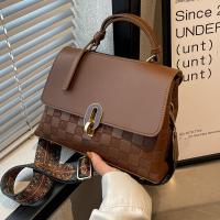 PU Leather Handbag soft surface & attached with hanging strap plaid PC