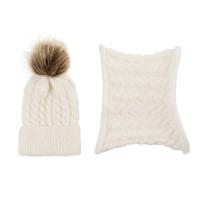 Acrylic Children Scarf and Hat Set with fur ball & thermal knitted : Set