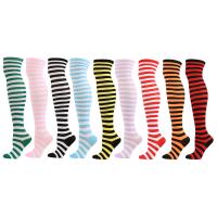 Chemical Fiber Women Knee Socks flexible & sweat absorption striped : Pair