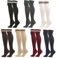 Tissu mixte Chaussettes de genou de femmes Rayé plus de couleurs pour le choix : Paire