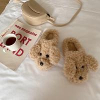 Thermo Plastic Rubber & Plush Fluffy slippers & thermal khaki Pair