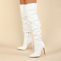 Synthetic Leather Knee High Boots pointed toe & hardwearing Solid Pair