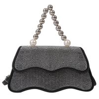 PU Leather Handbag attached with hanging strap & with rhinestone PC