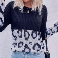 Polyester Women Sweater & loose leopard black PC