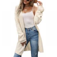 Polyester Sweater Coat without Belt & loose Solid Apricot PC