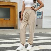 Polyester High Waist Women Casual Pants flexible Spandex Solid PC