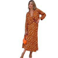 Polyester Two-Piece Dress Set printed orange Set