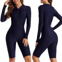 Polyamide Quick Dry One-piece Swimsuit & sun protection Solid Navy Blue PC