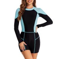 Polyamide Quick Dry One-piece Swimsuit & sun protection patchwork black and blue PC