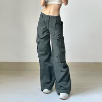 Polyester Women Long Trousers & loose patchwork Solid green PC