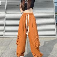 Polyester Women Long Trousers & loose patchwork Solid orange PC